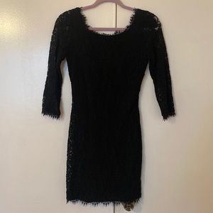 Diane von furstenberg black lace dress